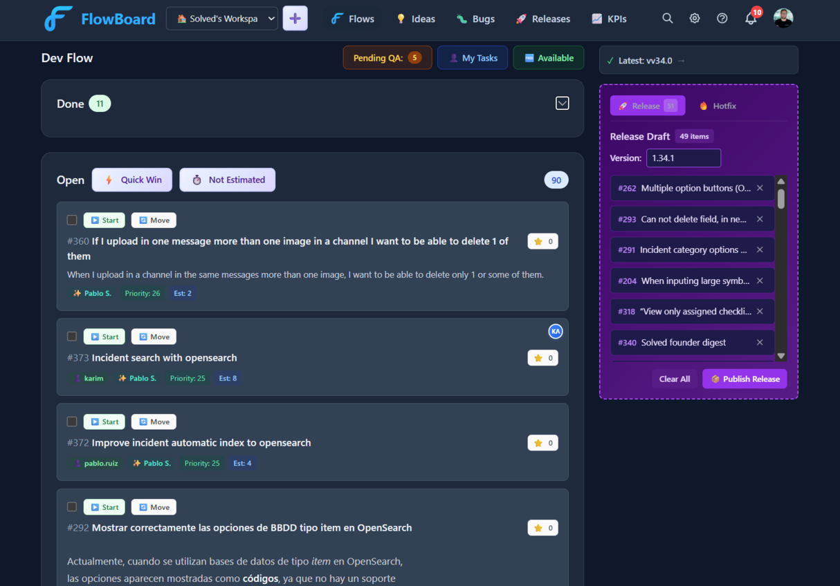 FlowBoard — prioritized task flow view